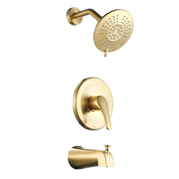 Single Handle 5-Spray Tub and Shower Faucet 1.8 GPM in Gold Valve Included