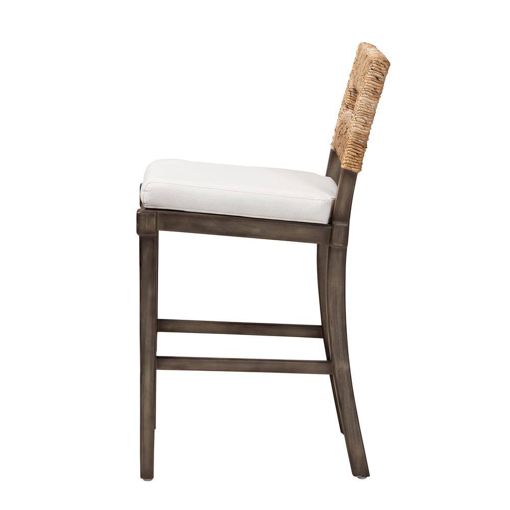 Porsha Bohemian Dark Brown Mahogany and Rattan Counter Stool