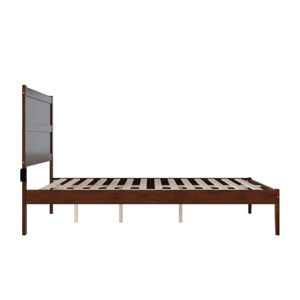 Modern Classic Queen Platform Bed with Wooden Headboard