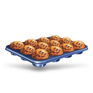 Pro Classic Blue 12-Cup 0.8MM Gauge Diamond and Mineral Infused Nonstick Muffin Pan