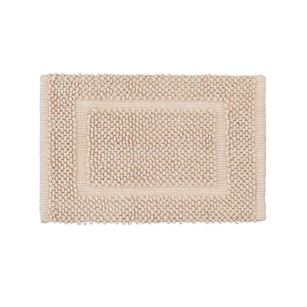 Ivory Chenille Cotton Non-Slip Bath Mat 17" x 24"