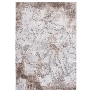 Craft Gray/Brown 5 ft. x 8 ft. Abstract Marble Area Rug