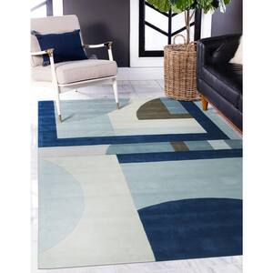 Multicolored Hand-Tufted Wool Contemporary Modern Rug, 6' x 9', Area Rug