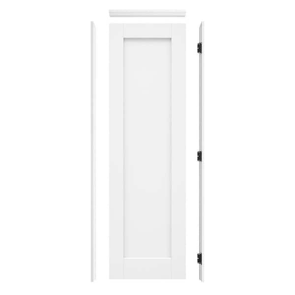 24 in. x 80 in. 1-Panel Left-Handed White Solid Core Wood Assembly Required Single Prehung Interior Door Plus Frame Set