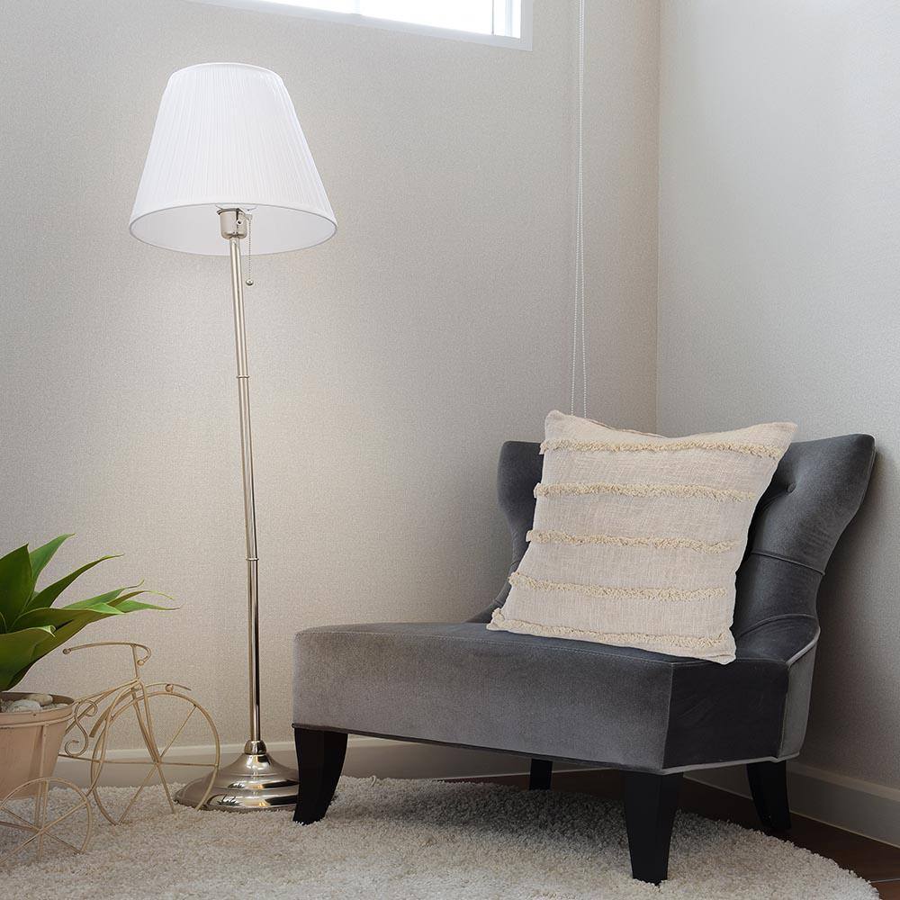 Beige Over-Tufted Fringed 20" Square Throw Pillow
