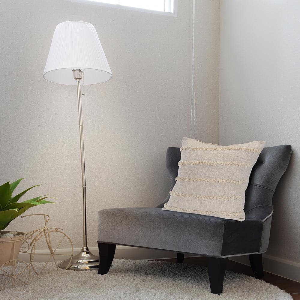 Beige Over-Tufted Fringed 20" Square Throw Pillow