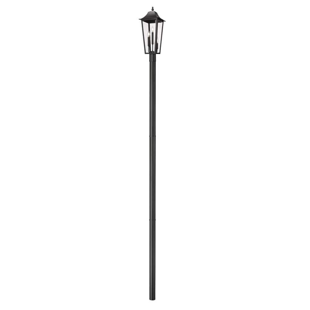 Gannon 3-Light Black Stainless Steel Hardwired Outdoor Marine Grade Post Li