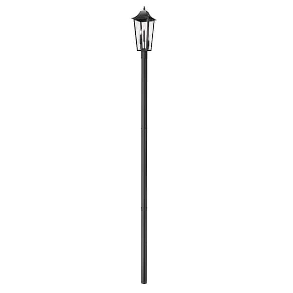 Filament Design Gannon 3-Light Black Stainless Steel Hardwired Outdoor Marine Grade Post Light Set with no bulbs included