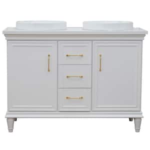 49 in. W x 22 in. D Double Bath Vanity in White with Quartz Vanity Top in White with White Round Basins