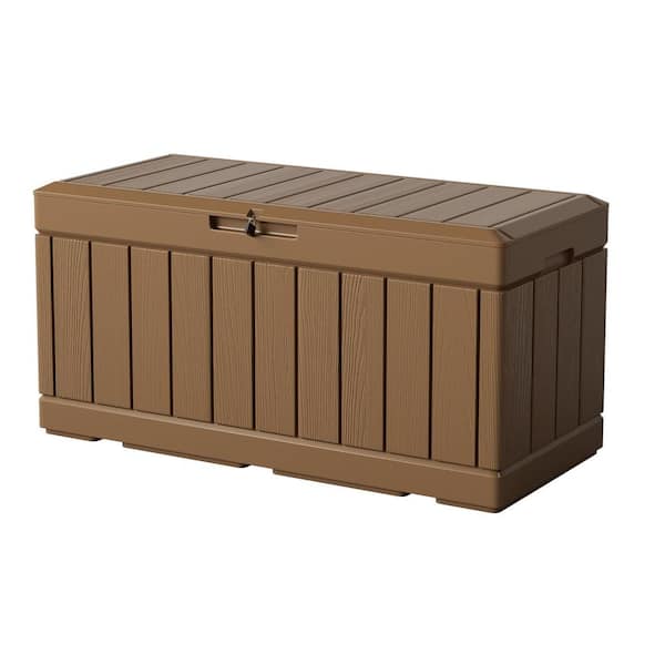 Tozey 90 Gal. Brown Wood Style Resin Deck Box