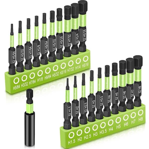 Wrench Drill Bit Set for Impact Drivers, 20PCS Hex Bit Set (Metric&SAE), 4" Long Allen Wrench Drill Sets