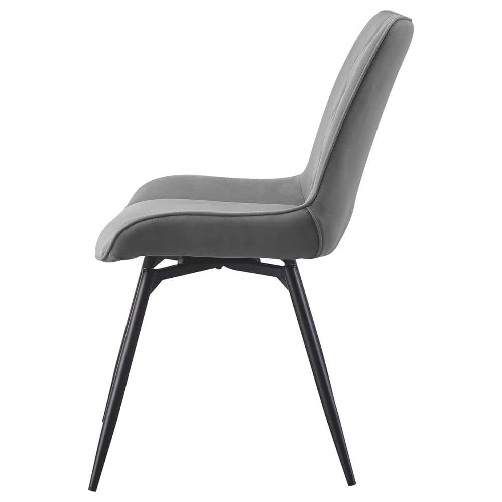 Gray Faux Leather Swivel Dining Chair with Metal Legs