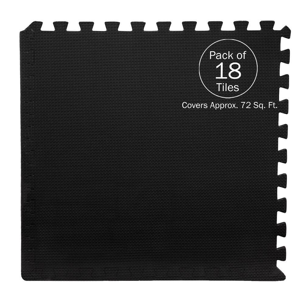Black 24" x 24" Interlocking EVA Foam Floor Tiles, 18-Pack
