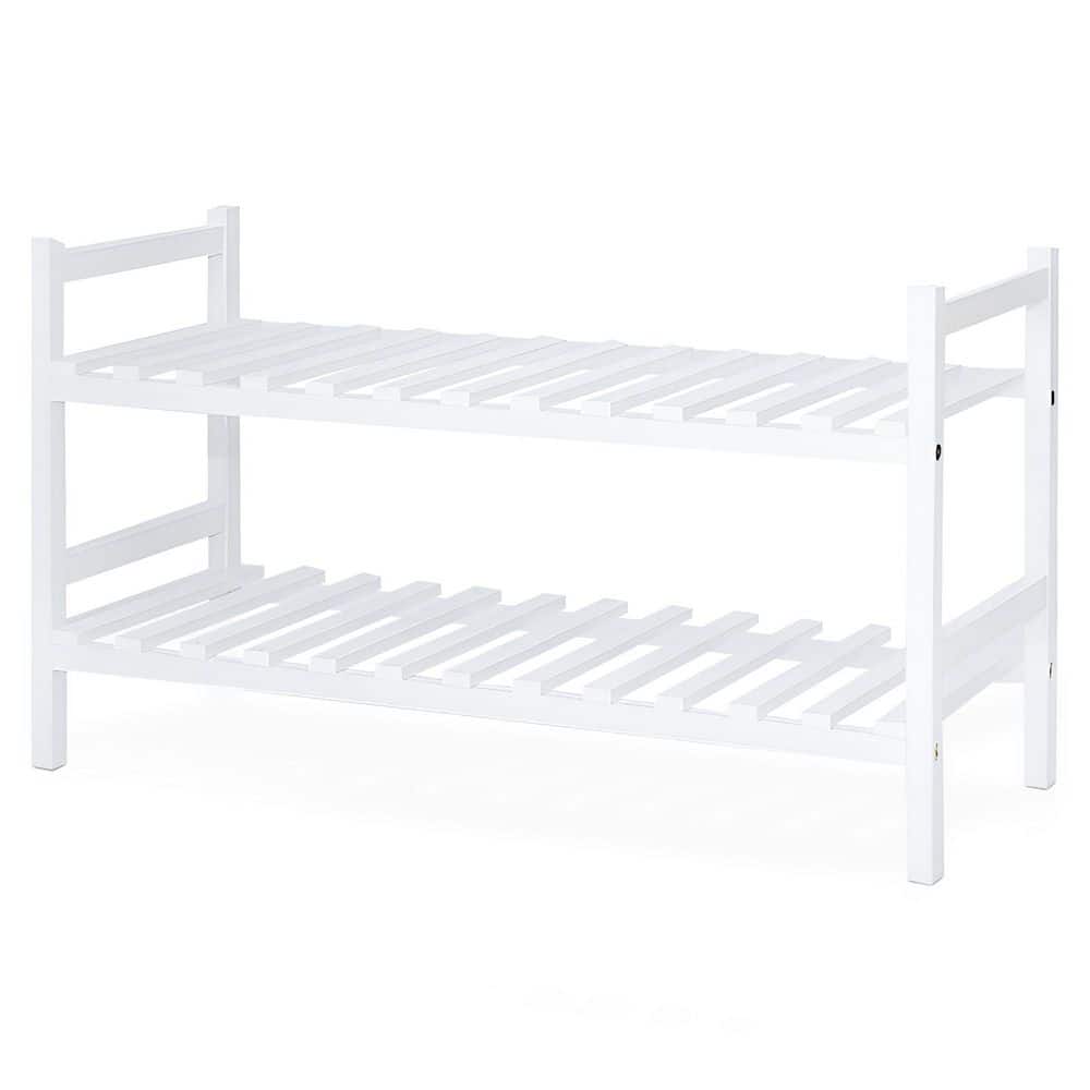 15.7 Inch 6-Pair Stackable Wood Shoe Rack Organizer Shelf Closet Entryway Bedroom, White