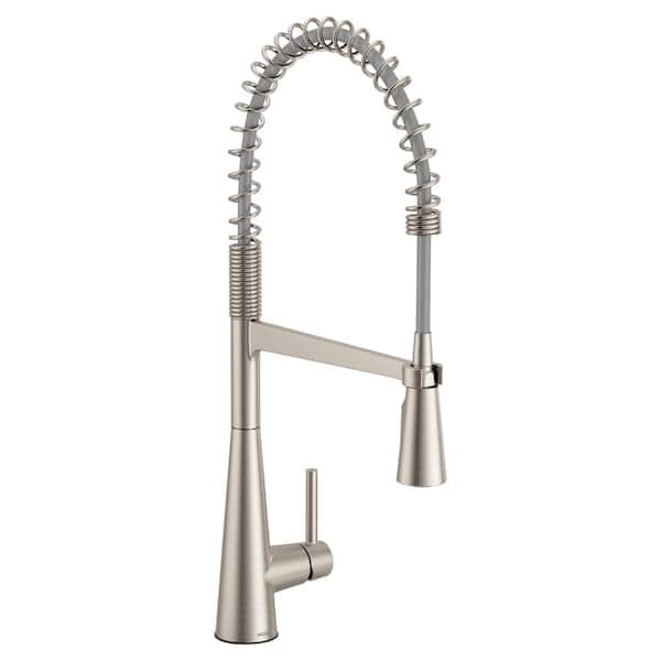 MOEN Sleek Single-Handle Pre-Rinse Spring Pulldown Sprayer Kitchen Faucet with Power Clean in Spot Resist Stainless