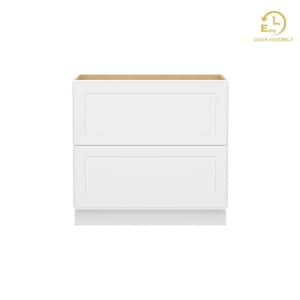 Easy-DIY 36 in. W x 24 in. D x 34.5 in. H Ready to Assemble Drawer Base Kitchen Cabinet in Shaker White with 2-Drawers