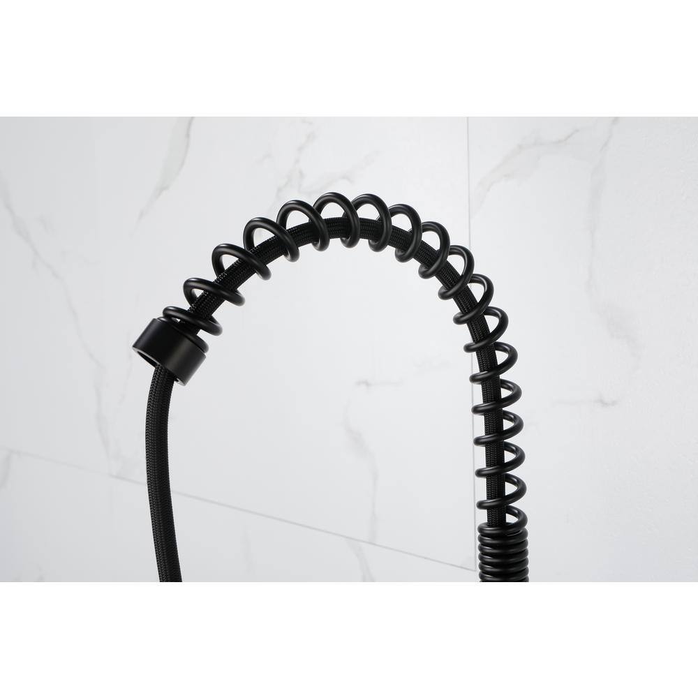 Matte Black Commercial Spring Kitchen Faucet with Pull-Out Sprayer