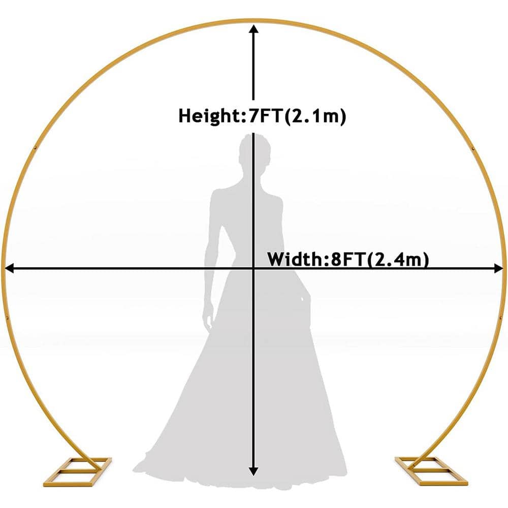 Gold 8FT Metal Circle Wedding Arch with Floral Decor
