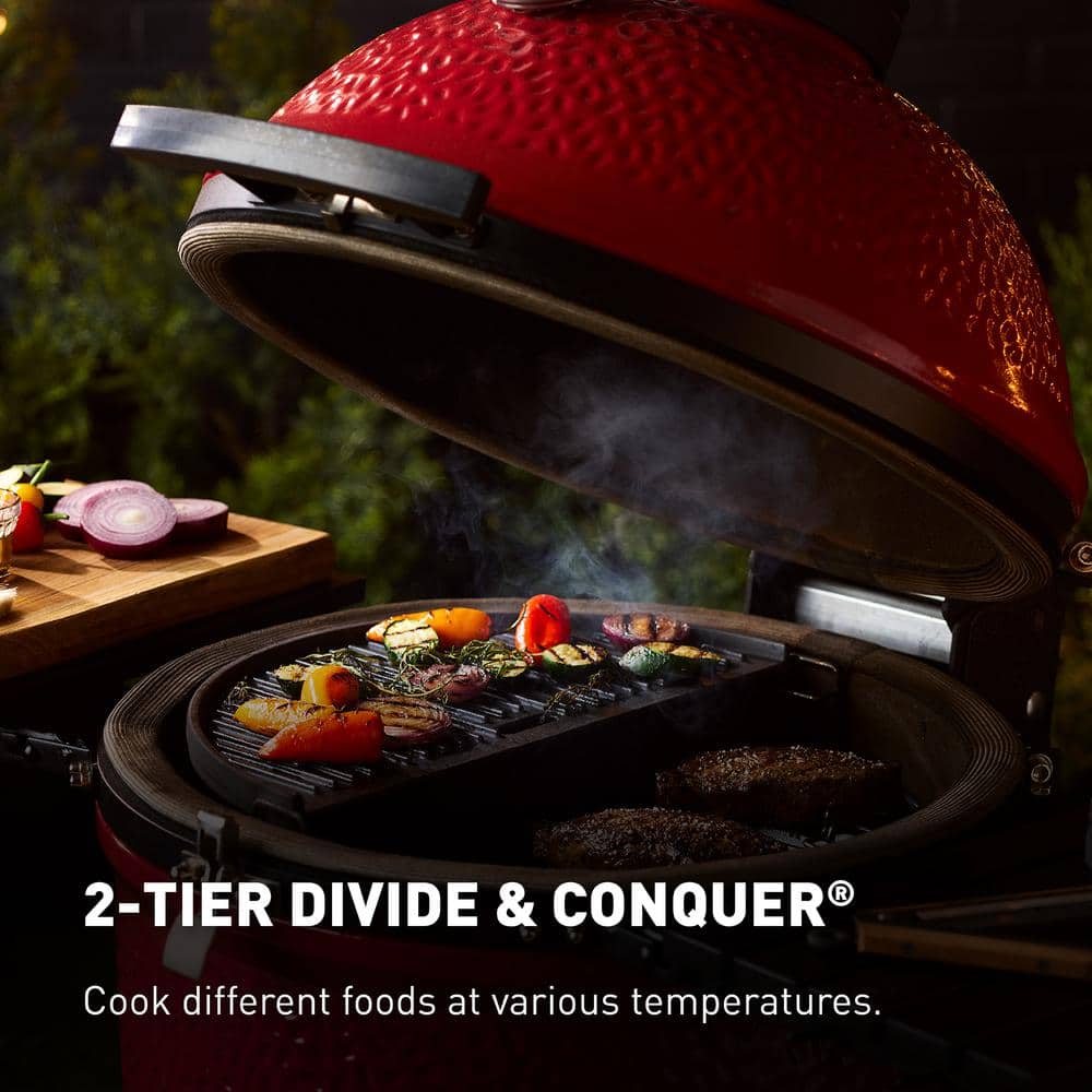 Blaze Red Ceramic Charcoal Grill with Stainless Steel Grates