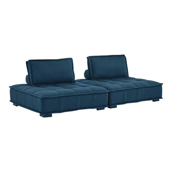 MODWAY Saunter 94 in. W Azure Tufted Fabric Fabric 2-Piece Loveseat