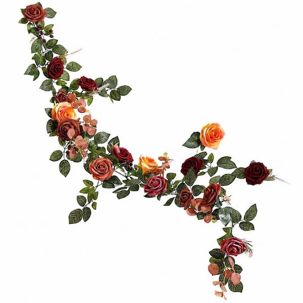 5 ft. Burnt Orange Artificial Rose Vine Garland Terracotta Floral