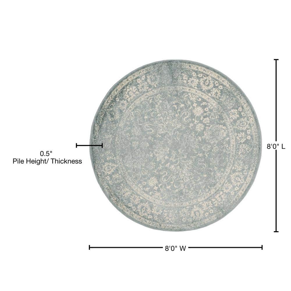 Adirondack Slate and Ivory Round Synthetic Area Rug