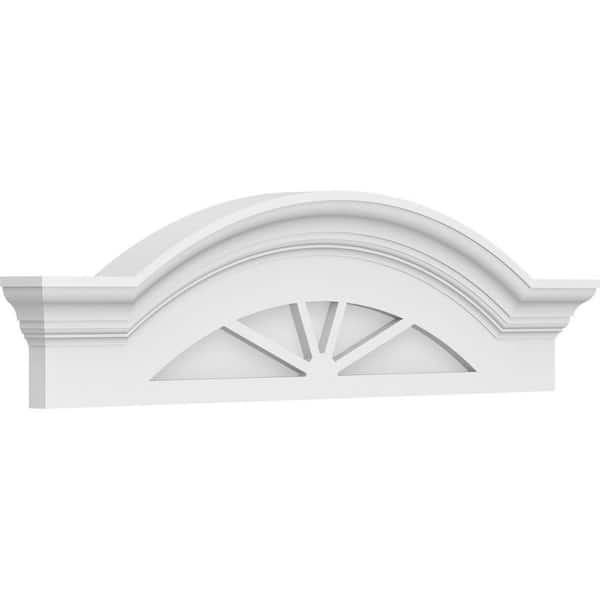Ekena Millwork 2-1/2 in. x 32 in. x 9 in. Segment Arch with Flankers 4-Spoke Architectural Grade PVC Pediment Moulding