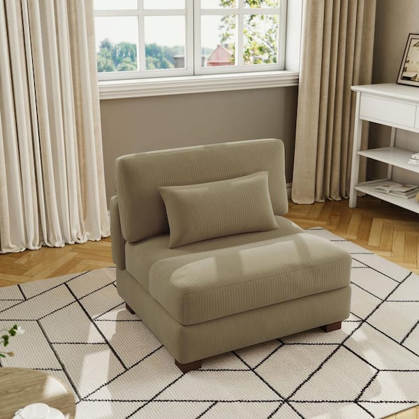 Uixe 38 in. Armless Corduroy Rectangle Sectional Center 1-Seat