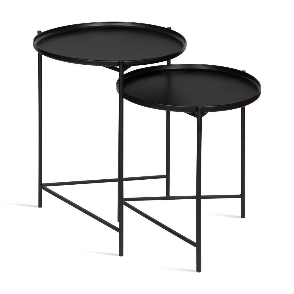 Ulani 2-Piece Nested Black Metal Round Side Tables