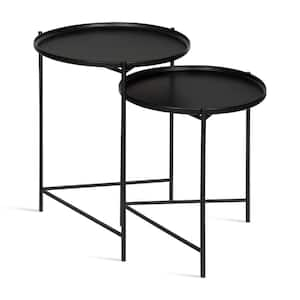 Ulani 18.50 in. Black Round Metal End Table