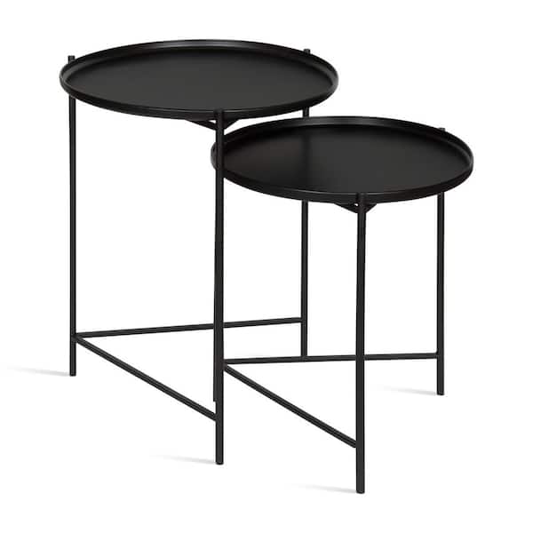 Kate and Laurel Ulani 18.50 in. Black Round Metal End Table