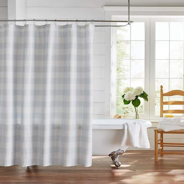 Elrene Farmhouse Living Buffalo Check, White Shower Curtains