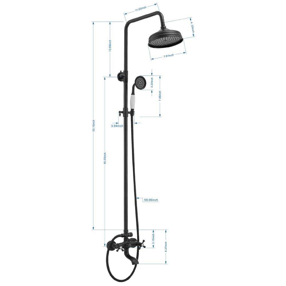Matte Black Adjustable Height Dual Shower Head System