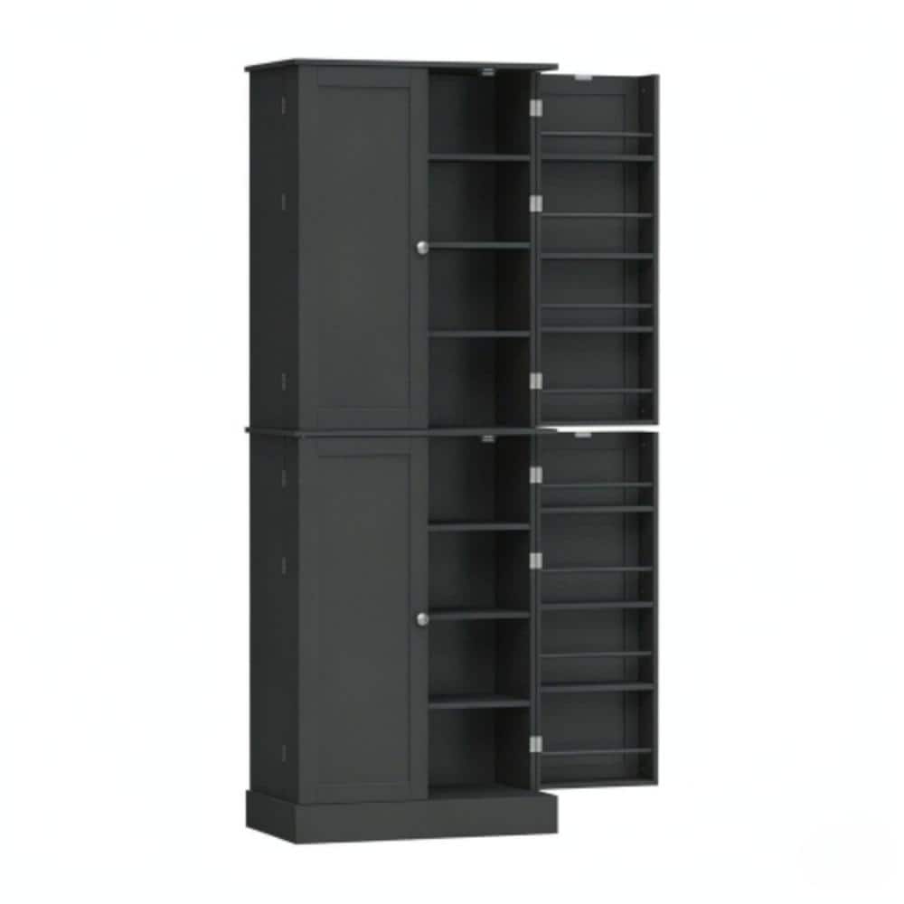 23.6 in. W x 13.8 in. D x 65.4 in. H Bathroom Black Linen Cabinet with Adjustable shelves