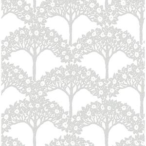 Dawson Light Grey Magnolia Tree Wallpaper Sample