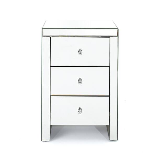 Noble House Fianna Classic Mirrored 3-Drawer Side Table