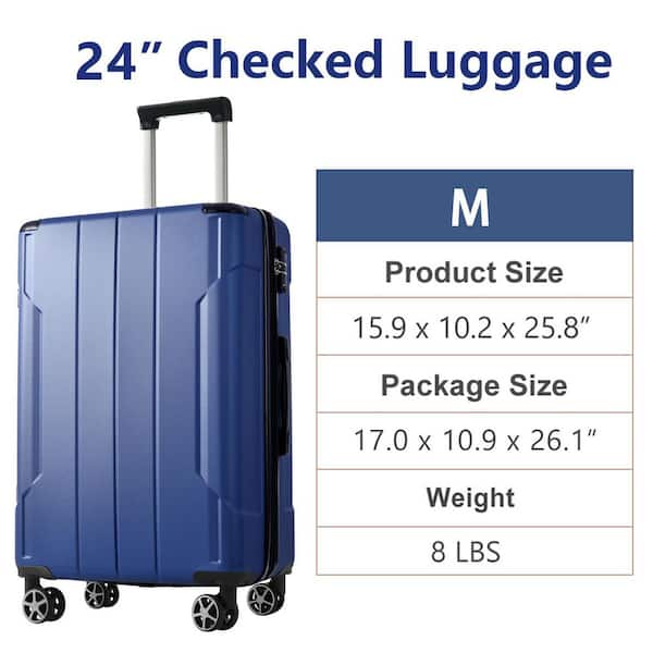 Merax 25.8 in. Blue ABS Hardside Luggage Double Spinner Suitcase