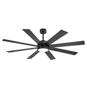 Wesley 65 in. Integrated LED Indoor Black Ceiling Fans with Light and Remote Control Included