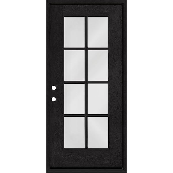 Steves & Sons Regency 36 in. x 80 in. Full 8-Lite Right-Hand/Inswing Clear Glass Onyx Stained Fiberglass Prehung Front Door
