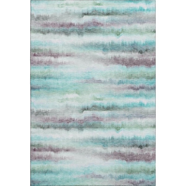 Mayfield Premium Machine Washable Abstract AMF2098 Teal 5 ft. x 7 ft. 6 in. Area Rug