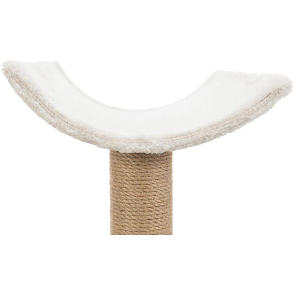Light Gray and Beige Sisal 2-Level Cat Tree with Plush Platforms