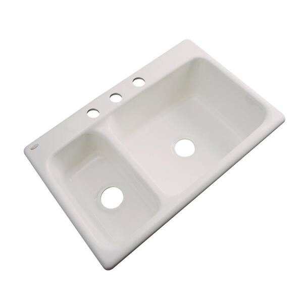 Thermocast Wyndham Drop-In Acrylic 33 in. 3-Hole Double Bowl Kitchen Sink in Natural