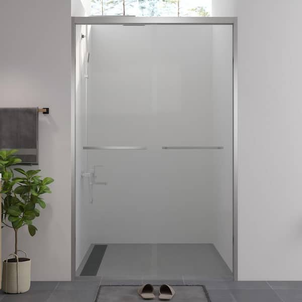 44-48 in. W x 76 in. H Aluminum Framed Double Sliding Shower Door in Chrome Finish w/ 1/4 in. (6mm) Tempered Clear Glass