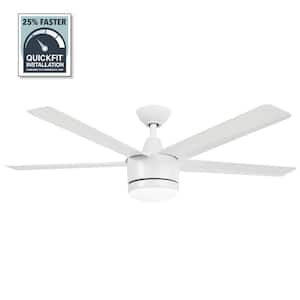 Merwry 52 in. Intergrated LED Matte White Ceiling Fan With Light And Remote Control