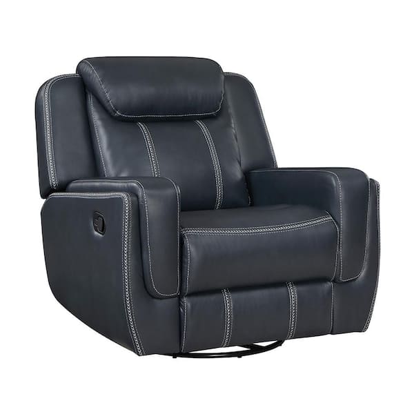 Colin Blue Faux Leather Swivel Glider Recliner