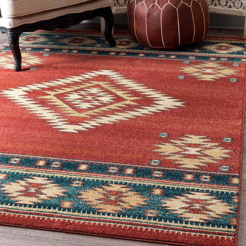 Margene Red and Beige Southwestern 5' x 7' Synthetic Area Rug
