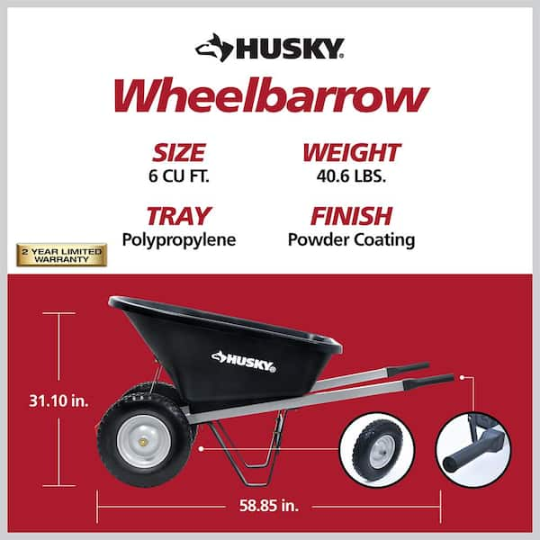 6 cu. ft. Poly Wheelbarrow with Flat-Free Tires