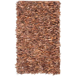 Leather Shag Brown 8 ft. x 10 ft. Solid Area Rug