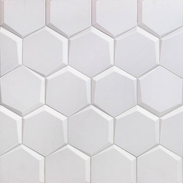 Ivy Hill Tile Bethlehem Leveled Hexagon Pearl 5.9 in. x 6.96 in. Matte Ceramic Wall Tile (5.4 sq. ft. / Case)