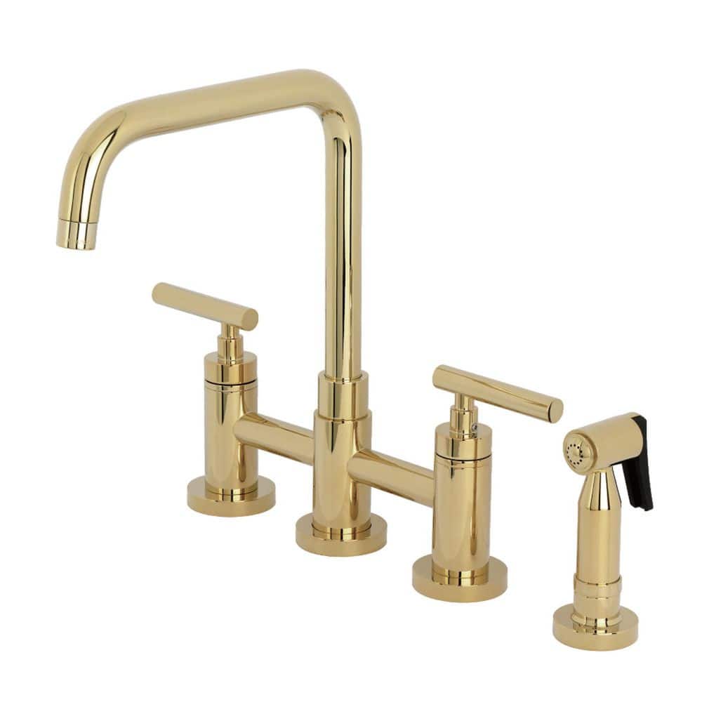 Manhattan 2-Handle Bridge Kitchen Faucet in Polished Brass price history on PriceWatchPro